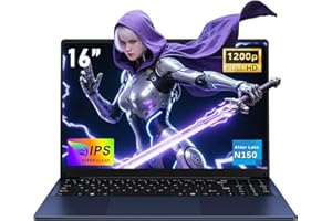 NAIKLULU 16 Inch Gamer Laptop RAM 16GB SSD 1TB Processor N150 (1.2 to 3.6GHz), Cheap Gaming Laptop Computer 2025, 1920x1200P/6000MAH/46.2Wh/Backlit Keyboard/Touchpad/Webcam