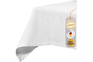 ‎CHAMBRY MADE IN GERMANY chambry Tischdecke 100% Leinen Stonewashed - Handarbeit Made in Germany - Größe und Farbe wählbar - hochwertige und nachhaltige Tischwäsche aus Naturmaterial - Weiß 130cm x 240cm