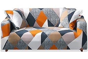 Teynewer 1-Piece Fit Stretch Sofa Cover, Sofa Slipcover Elastic Fabric Printed Pattern Chair Loveseat Couch Settee Sofa Covers Universal Fitted Furniture Cover Protector (2 Seater, #Checkerboard)