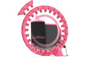 JLoibao Weighted Hula Circle Hoop for Adults with Weight ball, Infinity Fiteness Hoop Plus Size 66-130 CM, Include 27 Detachable Links and Waist Trainer for Women
