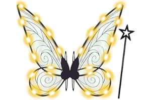 Goenb Feenflügel Led, Feenflügel Erwachsene Fee Kostüm Damen Feen Flügel Fee Winx Club Kostüm Feenflügel Leuchtende für Kinder Mädchen für Halloween Karneval Fasching Weihnachten Rollenspiele