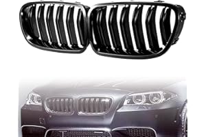 Hebstw F11 Nieren, F10 Nieren Schwarz Front Nieren F10 Kühlergrill für BMW 5 Serie F10 F11 M5 2010-2017 f10 Grill Schwarz Glänzend Doppel-Lamellen Grill