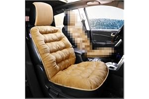 CGEAMDY Cuscino per Sedile Auto Coprisedile, Auto Anteriorie Copri-Sedili, Protezione per Sedile di Poliestere, Antiscivolo e Lavabile, Compatibili con Airbag, Adatto Maggior Parte delle Auto (Beige)
