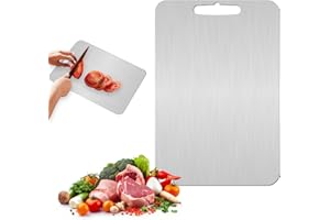 GOSHIES Tytanowa deska do krojenia, ze stali nierdzewnej 304, nie zawiera BPA, 34 x 23 cm