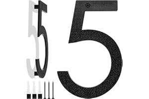 XINGWENHAO Duży Czarny Numer Domu, 20cm, Pływająca Tablica Numeru Domu, Numer Ulicy/Drzwi w 3D ABS-Plastiku dla Drzwi Biurowych, Skrzynek Pocztowych, Garaży - Numer (5)