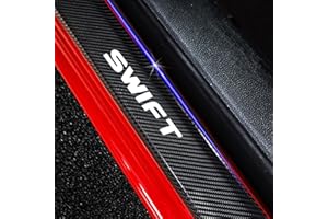 CWWHY 4 Stücke Kohlefaser Auto Einstiegsleisten für Suz-uki Swift, Willkommenspedal Türschweller Schutzstreifen Styling Zubehör