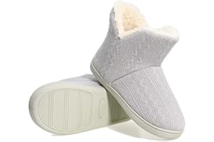 PiDaGlobal Mujer Zapatillas de casa Cálidode de Punto Interior y Exterior Lana al Forro de Felpa Suela Antideslizante Zapatos Invierno Pantuflas Botines