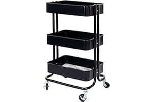 ‎MENDLER Mendler Servierwagen HWC-C64, Küchenwagen Barwagen Teewagen Transportwagen Rollwagen - schwarz ohne Griff