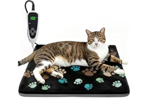 GOLOPET Cat Heating Pad - 18x18 Inch Waterproof Heated Cat Bed with Smart Thermostat Switch and Plush Fabric Cover
