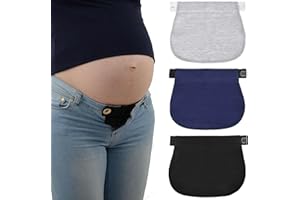 TOLENRE 3 Pièces Extenseur Pantalon Ajustables pour Femmes Enceintes Extensions de Bouton Pantalon élastique de Maternité Extension de Ceinture Réglable pour Hommes Jeans Pantalons, Bleu foncé+Noir+Gris