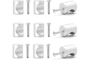 Brelet 9 Pomelli per Mobili in Metallo.Moderni Pomelli per Cassetti Opaco con Viti.Manopole Cilindriche Pomelli Mobili per Armadi da Cucina,Cassetti,Mobili da Rinnovare e Mobili da Bagno (Argento)