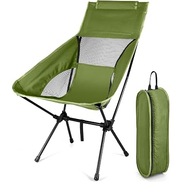 Chaise Pliante Camping URPRO Ultra-Légère 145 Kg | Chaise De Plage Randonnée Pêche Avec Mesh Respirant + Sac Transport | Capacité 145 Kg Bleu