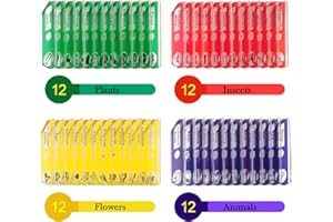 48 Pièces Préparé Microscope Diapositives Plastique, Microscope Lames Lamelle Préparées, Ensemble de Lames de Microscope Préparées Animaux Insectes Plantes Fleurs Échantillon Spécimen Biologique