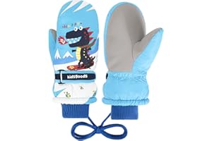 JUPSK Guanti invernali da sci per bambini, impermeabili, antiscivolo, foderati in peluche, per bambini, ragazze, ragazzi dai 6 ai 12 anni