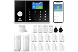 CLOUREE Kit de Alarma de Seguridad para el hogar Inteligente, Sistema de Alarma WiFi 4G con Alarma, Sensor de Movimiento pir, Control Remoto, Sensor de Puertas y Ventanas (Juego de 20 Piezas)