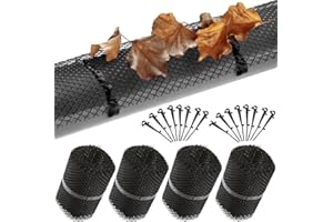 MONZANA® 4x Grillage de protection gouttière 24m 64 clips fixation se découpe résistant intempéries protège-gouttière grille anti-feuilles noir