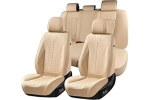 ‎FLORICH FLORICH Autositzbezüge Universal Sitzbezüge 5er Set für die Vordersitze und Rücksitze Autositzbezüge PU Leder Wasserdichtes passend für die meisten Pkw, SUV und LKW (Komplettset, Beige)