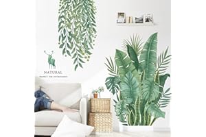 MANQYI Grüne Pflanze Wandaufkleber, Schildkrötenblatt Wandsticker, Grüne Tropische Blätter Wandtattoo, Blätter Grüne Wandaufkleber, Wandaufkleber Grüne Pflanze Schildkrötenblatt für Schlafzimmer Wohnzimmer