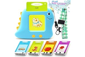 COZYBOMB Talking Flash Cards for Toddlers with Lanyard [Upgraded], Early Educational Toys for 3 4 5 6 Year Old Boys Girls Preschool Learning Machine with 224 Words Dinosaur Toys Birthday Easter Gift for Kids