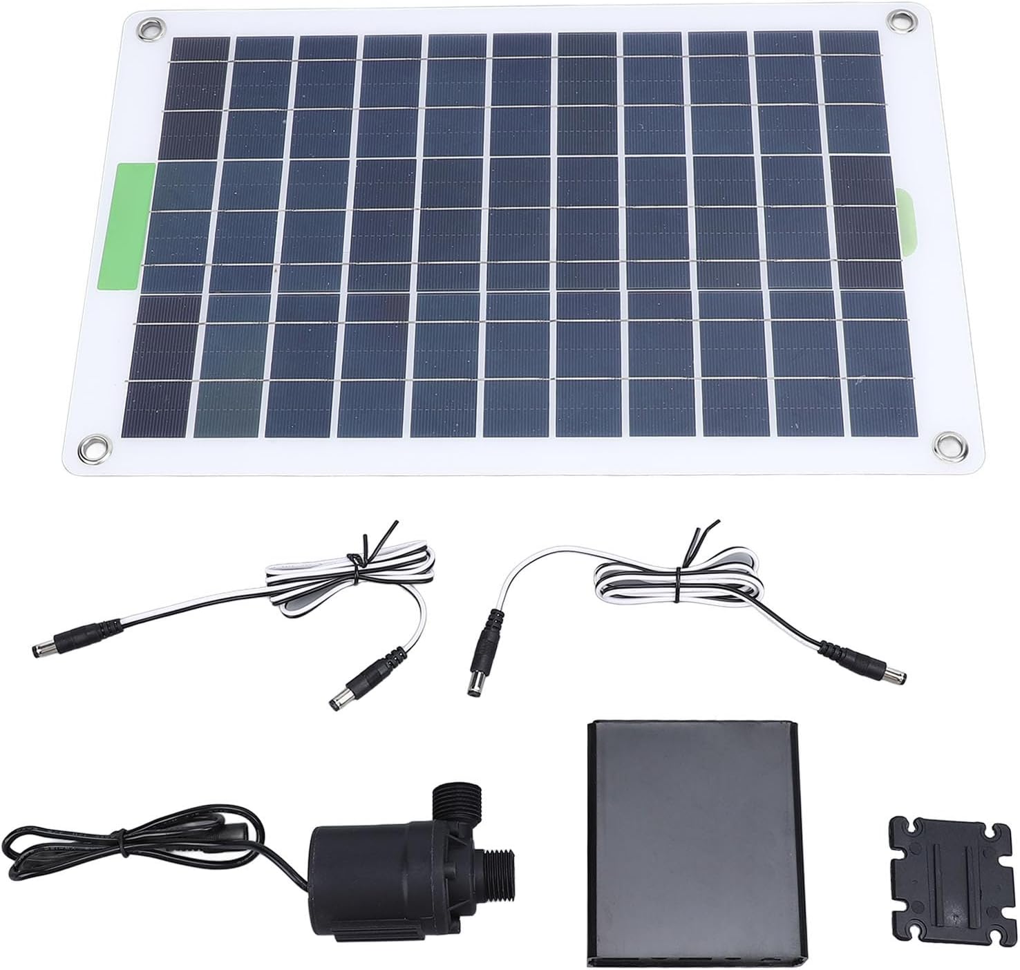 Bomba Solar de Agua Profesional con Panel Monocristalino 100W, Bomba de Fuente Solar de 5M de Altura y Caja de Almacenamiento de Energía para Jardín y Piscina