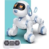 welcomein Toy 30 Function Remote Control Rechargeable Audio Light Touch Detection Programming Robot Cat and Dog (dog