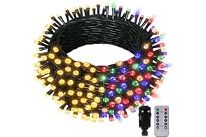 Hzitcigm 30M Weihnachten Deko Lichterkette, 300 LED Warmweiß/Bunt Lichterkette Weihnachtsbaum Lichter mit 8 Modi Grünes Kabel Wasserdicht Weihnachtsbeleuchtung Strom Lichterkette für Innen Außen Deko