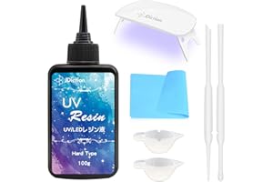 JDiction UV Resin Kit with Light, Super Crystal Clear Hard Resin Glue Sunlight Curing UV Resin Starter Kit for Doming, Coating, and Casting, DIY Craft
