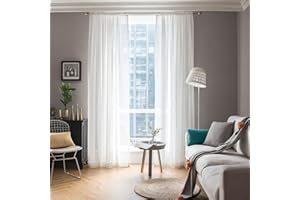 MIULEE Tende Trasparenti Con Passanti Morbidi Finestre per Salotto Eleganti Soggiorno per Camera da Letto e Tende Cameretta Bambini 2 Pannelli 140x215cm Bianco