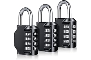 Combination Padlock Heavy Duty Locks - BeskooHome 4-Digit Weatherproof Combination Lock Resettable Combination Padlock Outdoor for Gym, School, Hasp, Outdoor Shed, Storage, Cabinet, Toolbox - 3 Pack