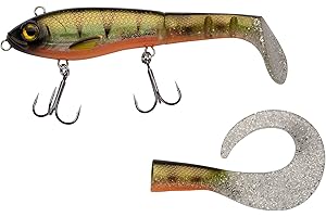 Abu Garcia Svartzonker McHybrid Pike Fishing Lure - Hybrid Hard Soft Swimbait - Bait Supplied with Paddle Tail and Curl Tail