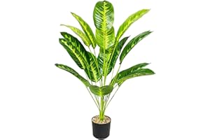 Zelihrdu Albero Pianta Artificiale con Vaso, Finte Piante Artificiali Interno Esterno Realistiche, Grande Decorazioni per Soggiorno Casa Ufficio Camera da Letto (80cm Uccello del Paradiso Giallo)