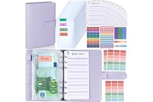 ANYUKE Budget Planner Deutsch Budget Binder A6 - Bugetplaner Haushaltsbuch mit Geldfächer, Finanzplaner Geld Organizer Sparbuch mit Folien für Sparen Sparchallenge Umschlagmethode Geldplaner Cash Stuffing