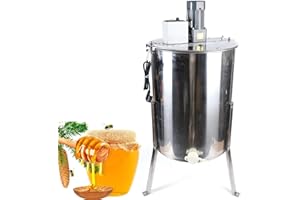 Fetcoi Elektrische Honigschleuder mit 4 Waben – 140W Edelstahl Honiggewinnung mit Geschwindigkeitsregelung und Transparentem Acryl-Deckel