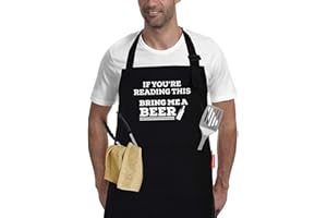 APRONPANDA If You're Reading This Bring Me A Beer, Adjustable Barbecue Cotton Aprons for Men, Funny Christmas Gifts for Dad, Uncle, Husband, Boyfriend, Birthday Gifts