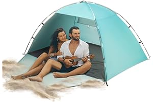 Forceatt Strandmuschel, Tragbar Extra Light Strandzelt, Sonnenschutz Strand, für 3-4 Personen, Mit Uv Schutz 50+, Einfache Installation, für Familie, Strand, Garten, Camping