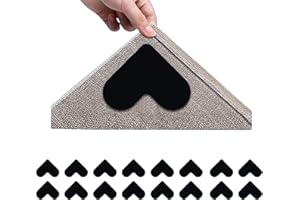 FIBOUND 16 Tappetini Antiscivolo Lavabili per Moquette, Sottostrato Antiscivolo per Moquette a Forma Cuore, Cuscinetti Antiscivolo per Angoli del Tappeto, Adesivi Riutilizzabili per Moquette, per Tappetini