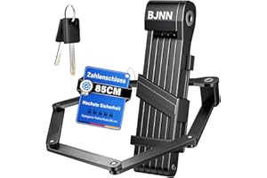 BJNN Antivol Vélo Pliant, Antivol de vélo haute sécurité avec 85 cm 6 Nœuds Repliable Cadenas Velo avec 2 Clés et Support de Montage –Antivol de vélo idéal comme scooter électrique (Noir)