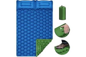 SPESSN Tapis de camping, auto-gonflable, matelas gonflable d'extérieur, matelas auto-gonflable ultra léger, tapis de couchage pliable pour voyage, randonnée, plage et sac à dos, 196 x 125 x 9 cm (double)