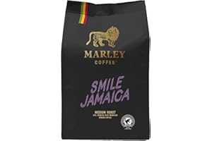 Marley Coffee 20% Jamaica Blue Mountain Medium Roast Ground Coffee 227g - Smile Jamaica Medium Roast - From The Marley Family, Rainforest Alliance Certified - V60 Filter Cafetiere Aeropress