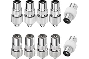 INNOVESS 10 PCS TV Aerial Connectors, 4 Male & 4 Female Coaxial Cable Connectors, 2 Male to Male Coaxial RF Cable Plug, F Connector Adaptor, Waterproof Satellite Cable Connectors for RF Cable