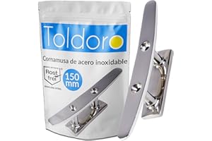 Toldoro - Taquet de 150 mm, Muelle de Amarre de Acero Inoxidable V2A, fijación de Cuerda con 2 Agujeros para Vela de sombreado, Barco de Vela
