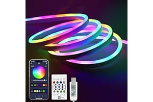 BERIXDEEP 5m RGB IC Neon Ruban LED, USB 5V Flexible Bande avec App Intelligente et Télécommande, Couleurs Dynamiques, Segmentées, Ruban LED Adressable pour Rétroéclairage Chambre, Salon