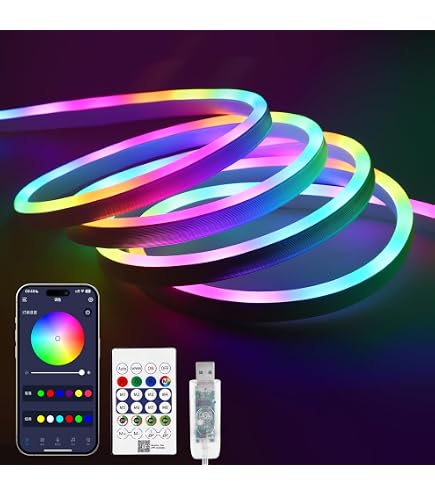 KSIX Smart LED Lichtleiste RGBIC, 5W – Mit App, Sprachsteuerung (Alexa/Google), Musikmodus & Fernbedienung Für PC, TV, Schlafzimmer