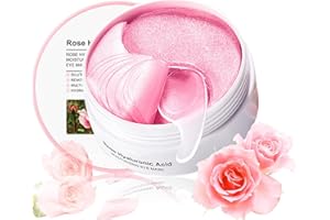 ANGIVLGA Under Eye Patches Masks,Natural Rose Cooling Eye Masks For Puffy Eyes,Collagen Eye Patches Korean Skincare,Anti Wrinkle Patches And Eye Bags Remover,Dark Circles Under Eye Women 60pcs (Rose)