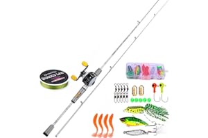 Sougayilang Spinning&Casting Combos de Canne à pêche avec Graphite 2 pièces Moulinet de pêche pour la pêche au Bar