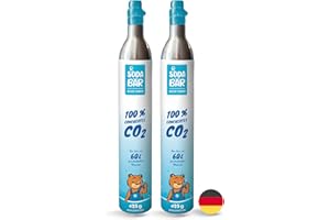 SodaBär© Cilindro de CO2 compatible con dispositivos SodaStream | 2 x 425 g (60 l) | relleno premium con ácido carbónico de Linde Alemania