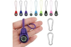 BNOYONERAS 9 Stück Multi-Farbe Mini Überleben Kompass Kompass Outdoor Kompass Kinder Kompass Klein Mini Kompass Mini Kompass Anhänger Compass mit 2 Karabinerhaken Geschenke für Kinder
