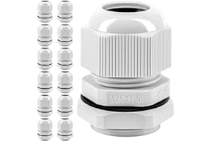 ANVINKU 12 Stück Kabelverschraubung, M25 Kabelverschraubung Wasserdicht, Nylon Kabeldurchführung Wasserdicht, IP68 Weiß Kabelverschraubungen Set mit Gegenmutter Kunststoff