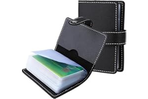 WKRTDY Visitenkartenmappe mit Platz für 26 Kredit-, Kundenund Visitenkarten Organizer Kartenetui in elegantem Schwarz