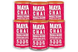 COFFEE WORLD Maya Spiced Chai Latte Powder 500g (Pack of 6) - 3 KG - Just Add Water or Milk (150 servings)